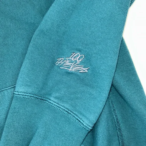 100 Thieves Hoodie Mens XL Green Raised Letter Spellout Pullover Sweatshirt - Picture 6 of 16